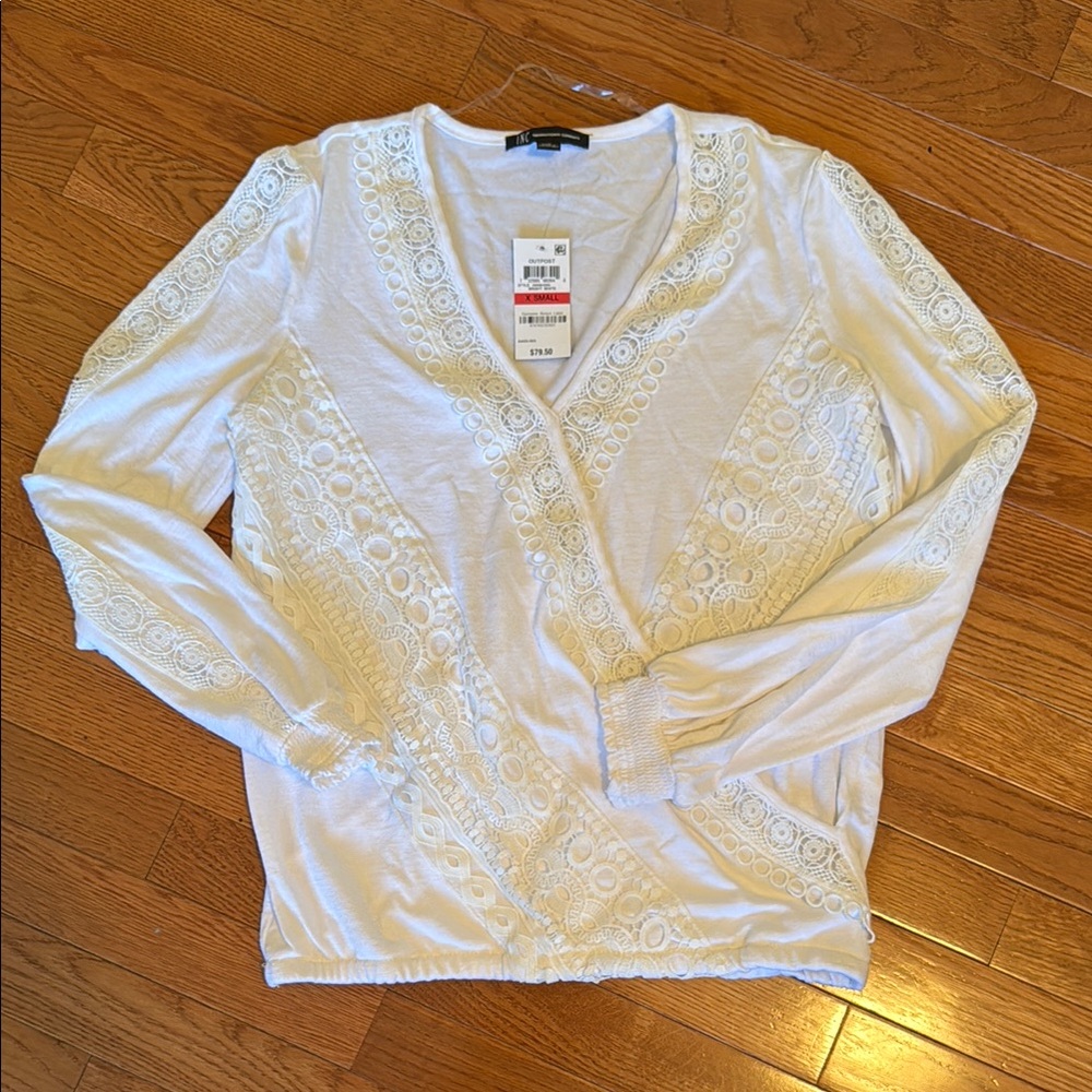 INC white Lace top